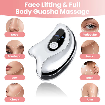 BodyMello Electric Gua Sha Facial Scraper Board Microcurrent Neck Massager Face Lift Plate Vibration Facial Lifting Firming Skin Care Tool