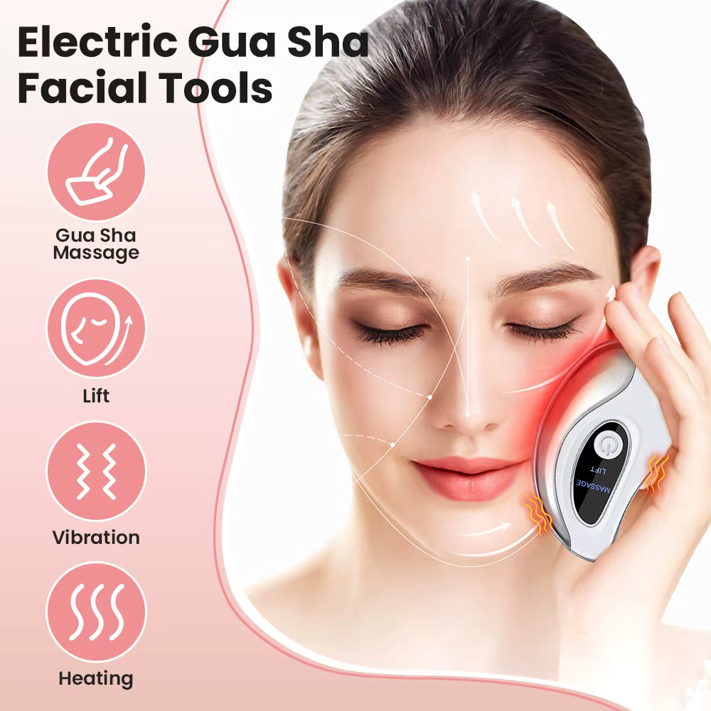 BodyMello Electric Gua Sha Facial Scraper Board Microcurrent Neck Massager Face Lift Plate Vibration Facial Lifting Firming Skin Care Tool