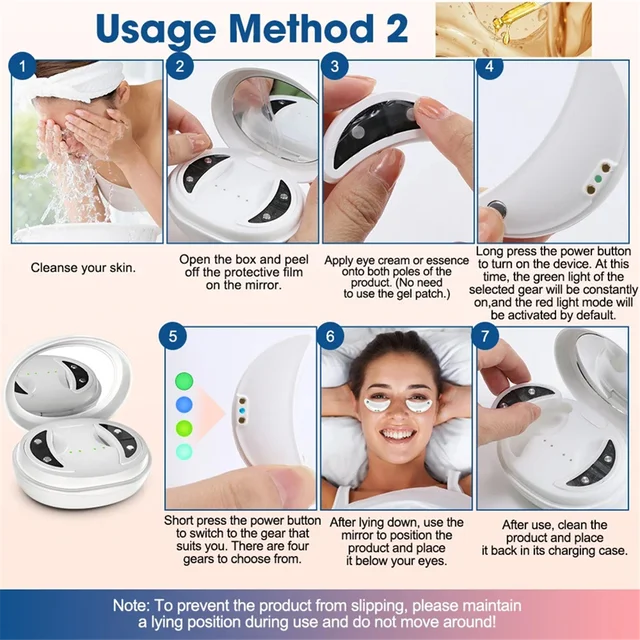 BodyMello Red Light Eye Massager with EMS Anti-Aging Eye Care Device Reduce Bags & Dark Circles Portable Eye Rejuvenation Pads