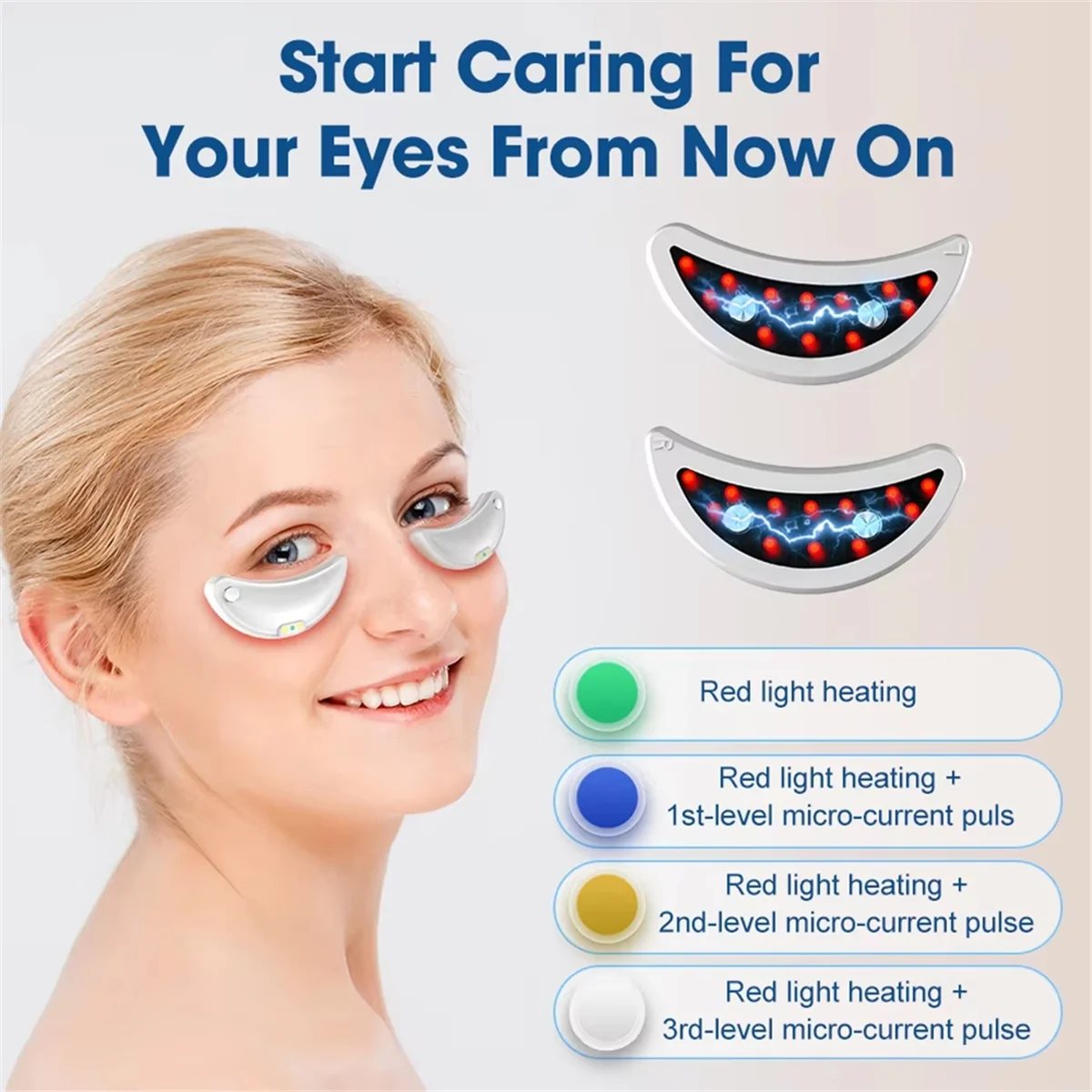 BodyMello Red Light Eye Massager with EMS Anti-Aging Eye Care Device Reduce Bags & Dark Circles Portable Eye Rejuvenation Pads